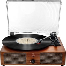 Vinyl Record Player Bluetooth Vintage 3-Speed Portable Turntables with Yellow