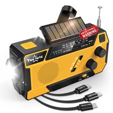 Hand Crank Emergency Radio 7400mWh (2000mAh) Solar Hand Crank Radio, 3 Cables