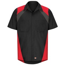 Red Kap Men's Short Sleeve Tri-Color Shop Shirt