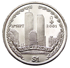 BRITISH VIRGIN ISLANDS 2006 1 DOLLAR, 5th Anniversary Attack on Twin Towers, BU