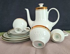 Kahla Porzellan Kaffeeservice wei&szlig;/gold Goldrand mit Kanne, Tasse, Zuckerdose