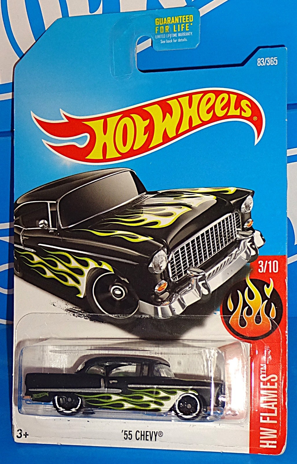 Hot Wheels 2017 HW Flames Series #83 '55 Chevy Flat Black w/ MC5s