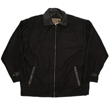 IBM Jacket Mens L Black Wool Blend Vintage 1990s Y2K Full Zip Employee Coat