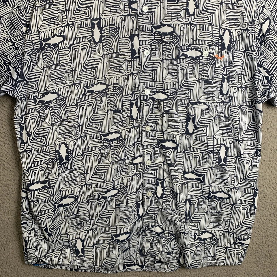 Camisa Salt Life Para Hombre Extra Grande Manga Corta Tiburón Pez Estampado Completo Nylon Foto 4 de 4