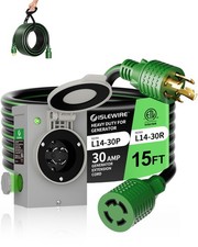30 Amp 15FT Generator Cord and Power Inlet Box Kit, NEMA L14-30P to Fast Ship