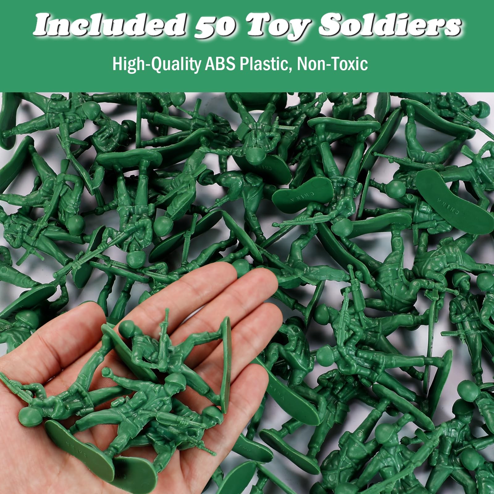 Toys for Boys, Toy Soldiers Set (50 pcs ) , Green Army Men Action Figures, Pl...