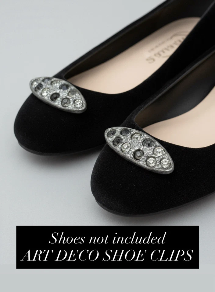 Пара пряжек для обуви 1920-х годов со стразами горшок металлическая овальная форма - Изображение 4 из 4