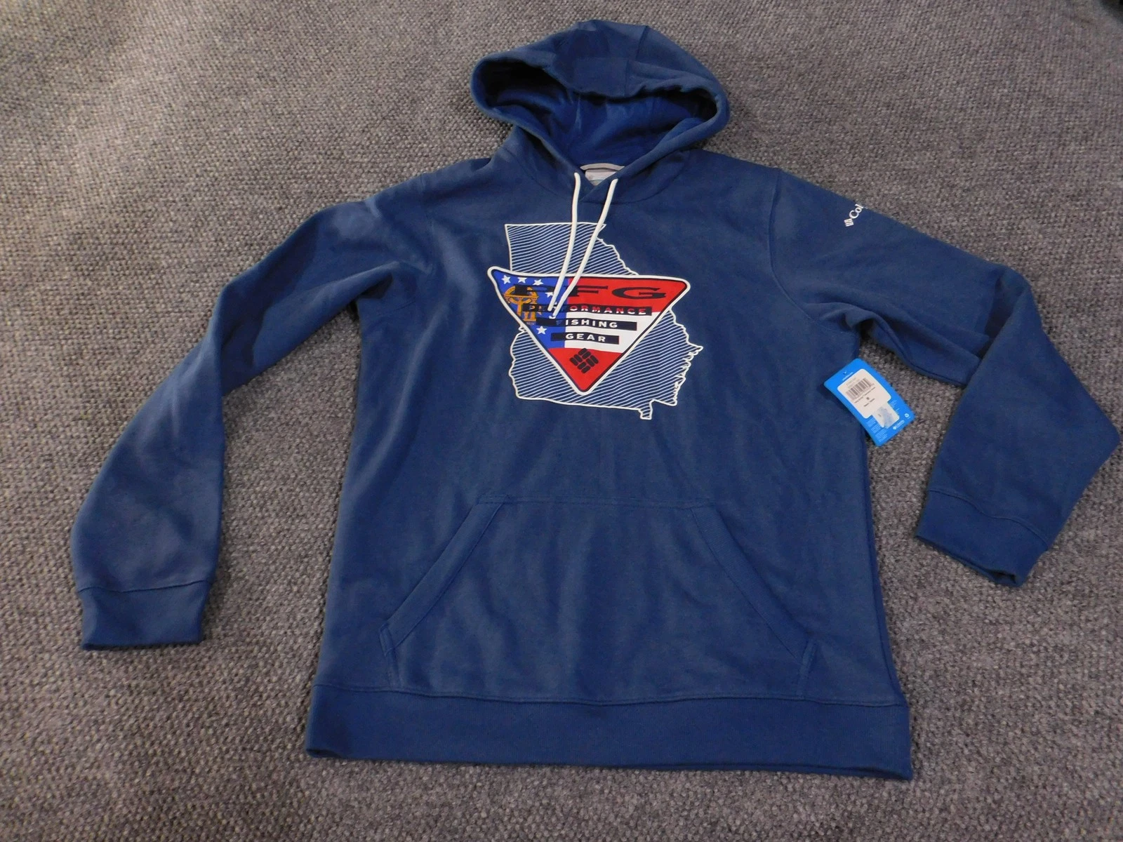 Columbia PFG Hoodie Mens Medium Performance Fishing Gear Georgia Graphic NWT