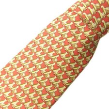 Salvatore Ferragamo Tie All Over Pattern Silk Made In Italy Red