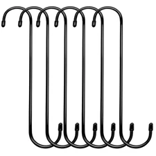 Lchkrep Plant Hooks 6 Pack 10 inch Black,Large Plant Hanger S Hook Garden Hoo...