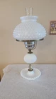 Vintage Hobnail Milk Glass Hurricane Table Lamp 16"