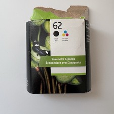 HP 62 Black  Tri-color Ink Cartridge 2-Pack Inkjet Printer Expires Jan 2027