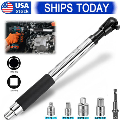 1/2'' Offset Extension Wrench, Impact Ratchet Extender for Electric Drill Adapter