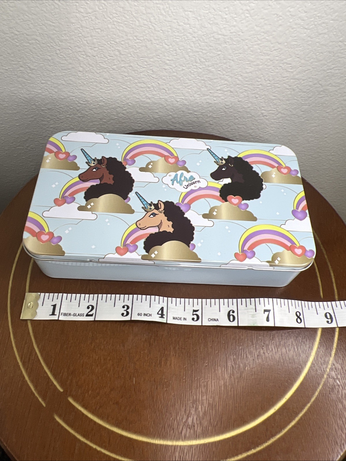 Box 7.75" X 4.25" X 1.5" Blue Rainbows Tin Box