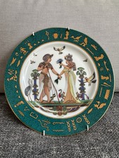 Egyptian Plate Fathi Mahmoud Egypt Fine Royal Porcelain Sculpture Green Gold Rim