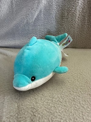 Selten Smoochy Pals blau grün Delphin Squish Stofftier Plüsch