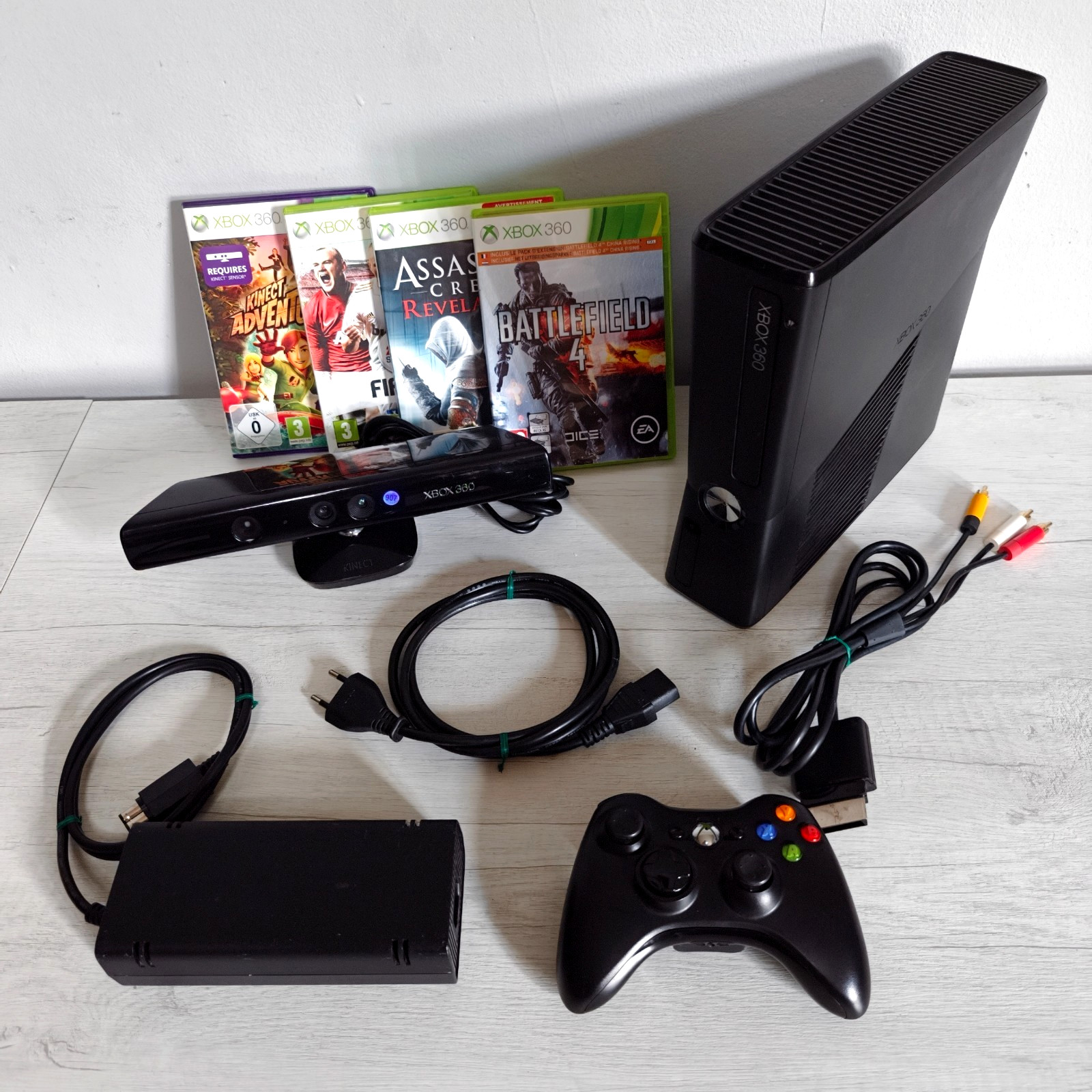 Microsoft Xbox 360 Slim 4GB Console - Kinect Sensor - 4 Games Bundle