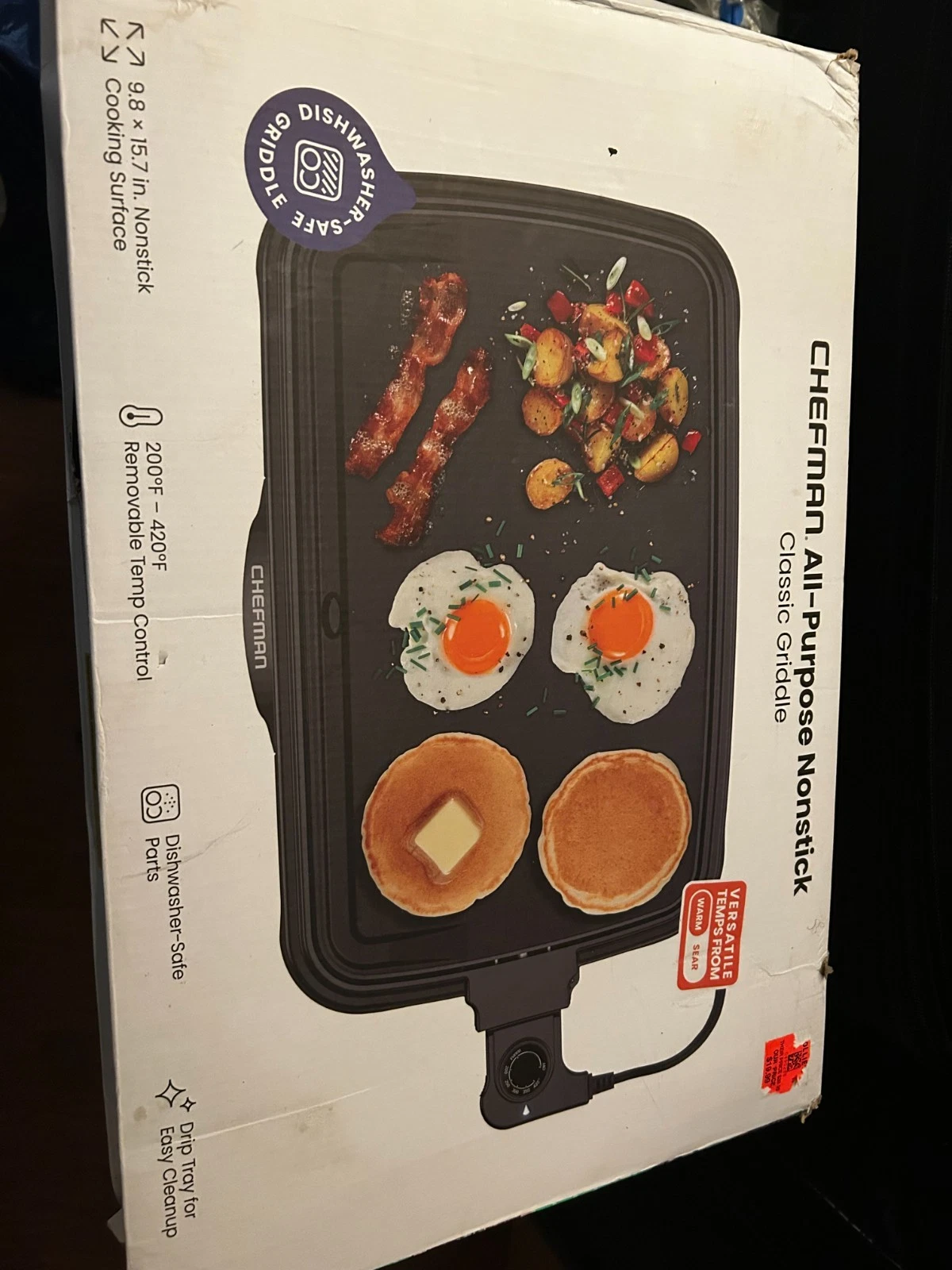 Chefman All-Purpose Nonstick Classic Griddle -Temp Control w/Drip Tray