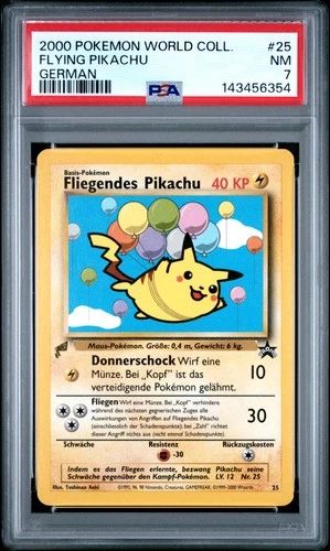 2000 POKEMON PIKACHU WORLD COLLECTION GERMAN #25 FLYING PIKACHU PSA 7