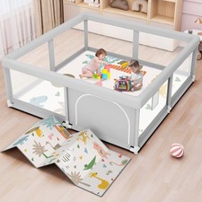 Baby Playpen with Mat 50x50 Inch, Play Pen for Babies and Toddlers with Gate,...