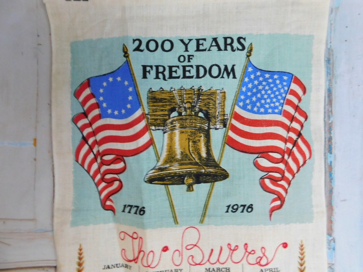 アンティーク雑貨 Fine British Cloth Display Board 1976 1976 Vintage Print Linen Wall Calendar Tea Towel Freedom Unused