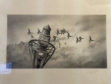 Original Pencil Drawing By Herb Jones 1968 Title “Study Per Harbor sentinel”