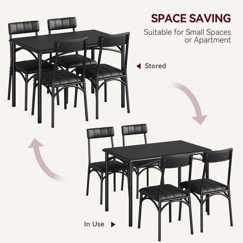 5 Piece Dining Table Set Kitchen Table Chairs Metal and Wood Upholstered Chair - Picture 8 of 8