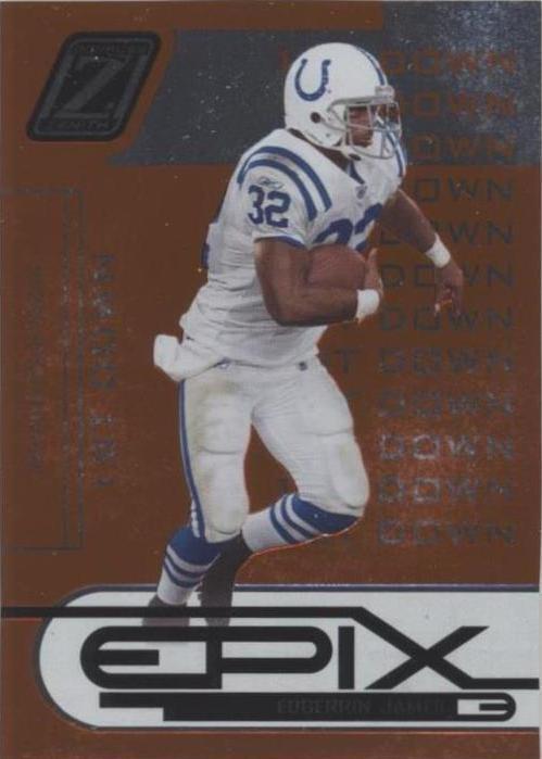 2005 Donruss Zenith - Epix Edgerrin James #E-12 1st Down Orange /1000