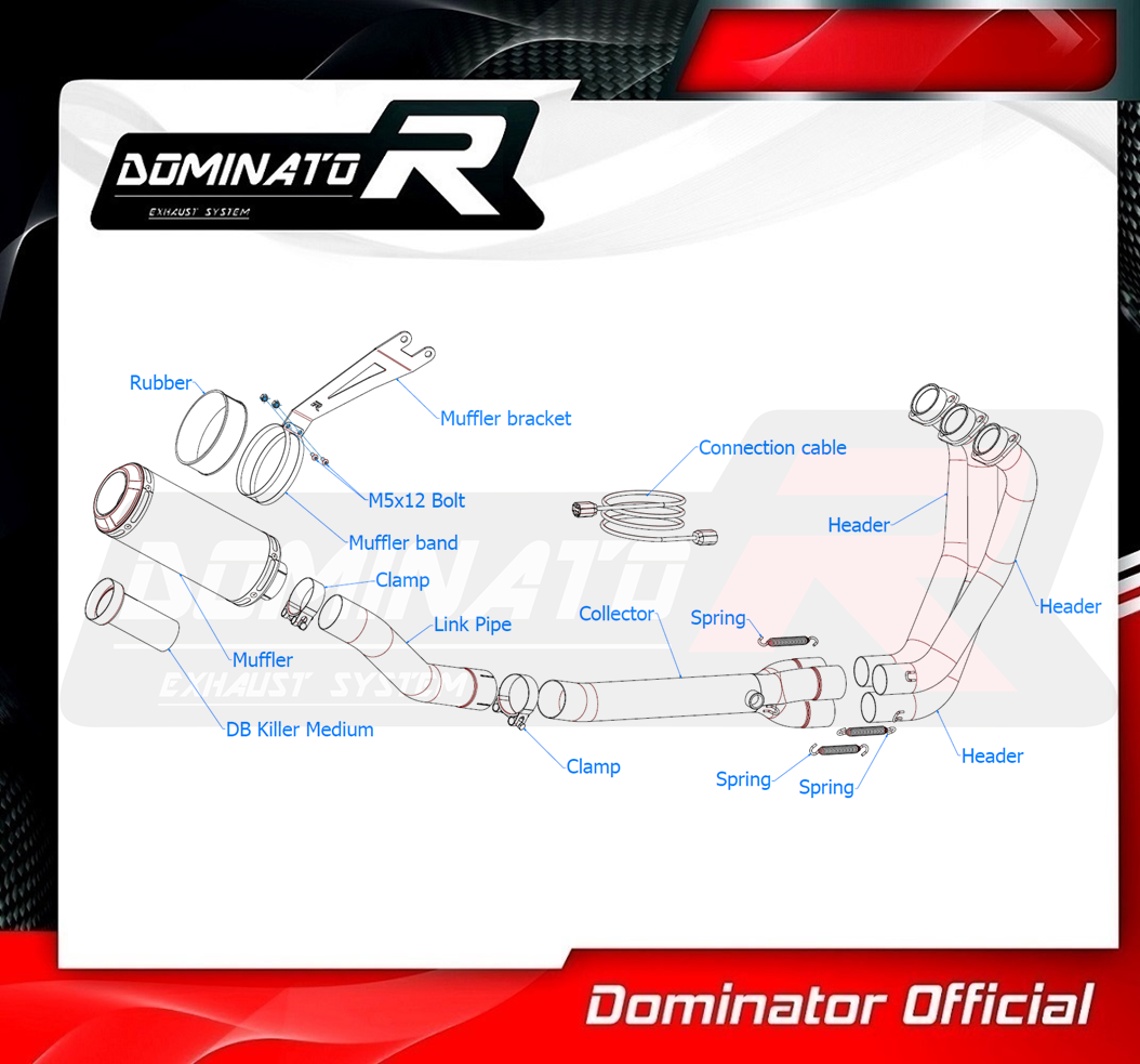 Yamaha MT 09 TRACER 900 2015 - 2020 Full Exhaust System Collector Silencer Hp5 Db Killer Medium