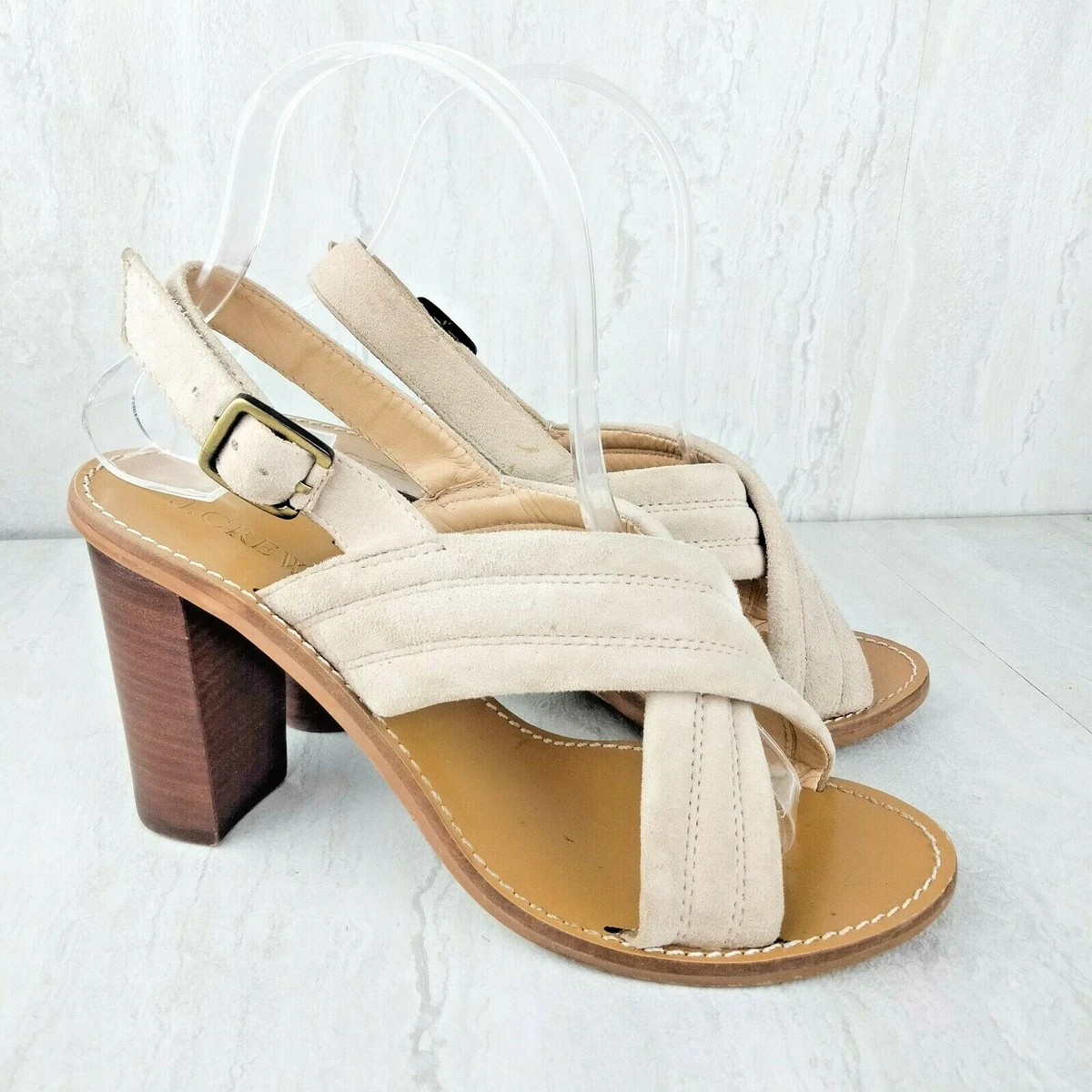 J.CREW SUEDE SANDAL HEELS WOMEN S SIZE US 7.5 CRISS CROSS SUEDE