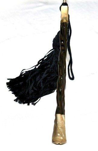 Antique Umbrella With Dark Blue Fabric And Unique Handle - Picture 2 of 5
