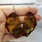 Massive 925 Sterling Silver Earrings with Unique Genuine BALTIC AMBER stones