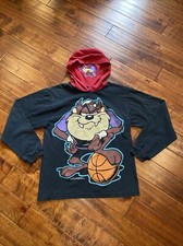 Vintage Looney Tunes Shirt Taz 1993 Basketball kids 10/12 large long sleeve hood