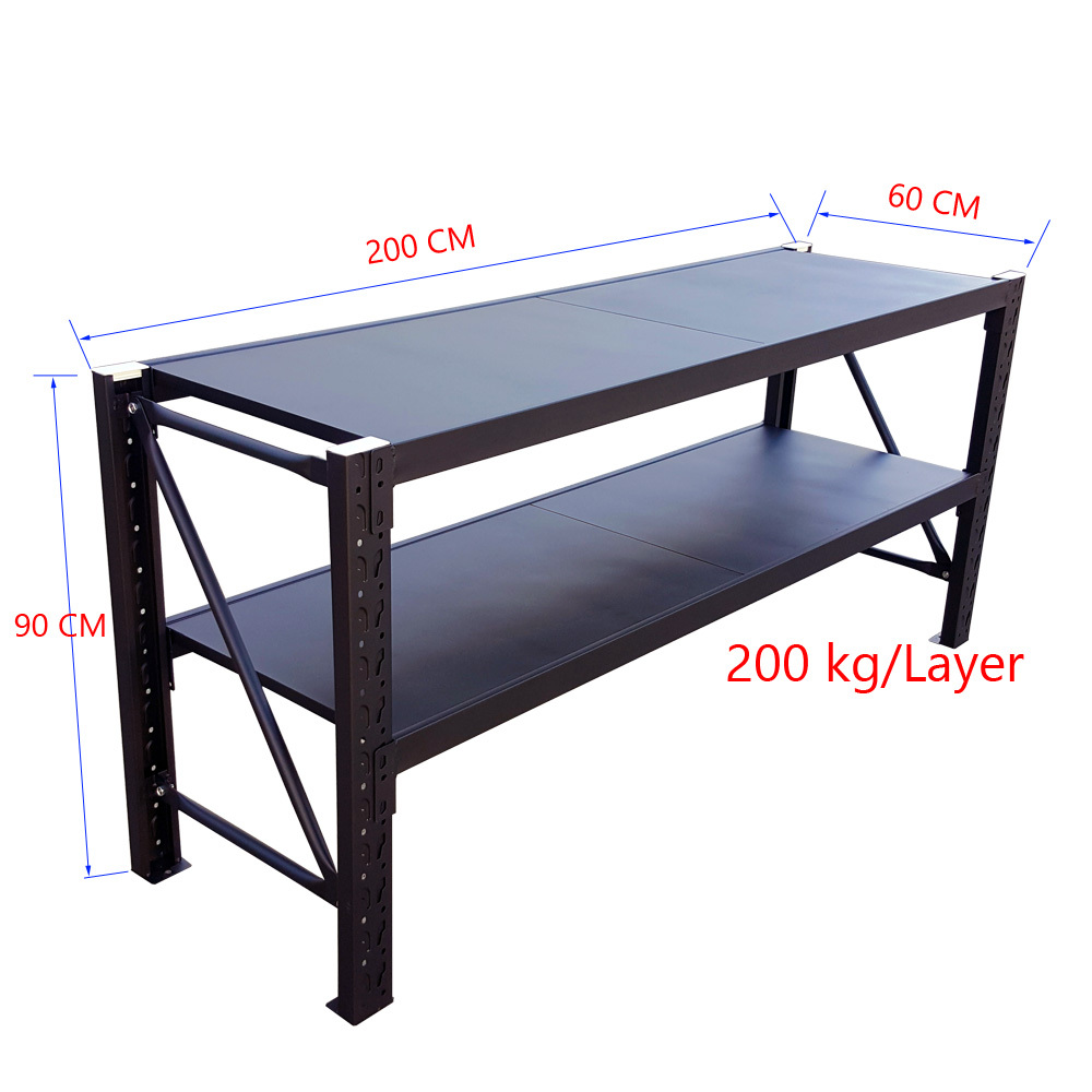 Matte Black Metal Warehouse Workbench Shelving Rack Work Bench Stand ...