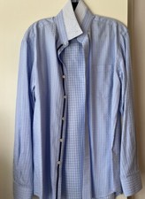 Bagatchi men long sleeve Button Down Blue And White Flip Cuff Shirt    