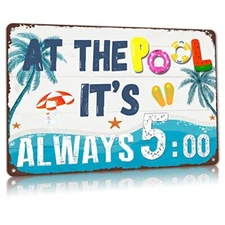 Pool Decorations Outdoor, Funny Pool Rules Signs Margaritaville Pool 5 oclock
