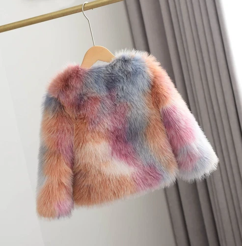 Winter Kids Faux Fur Baby Thick Parka Girl Warm Jacket Coat Outerwear Children - Picture 5 of 40