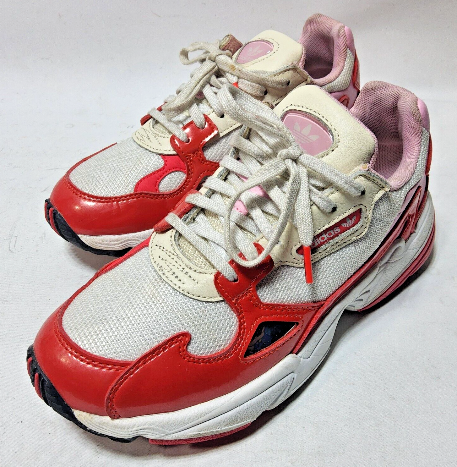 Pink white adidas falcon womens 6.5 size trainers sneakers urban gym walking