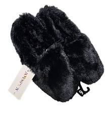 NWT Joyspun Women's Faux Fur Aline Slipper Fuzzy Soft Size 6 Black Slip In