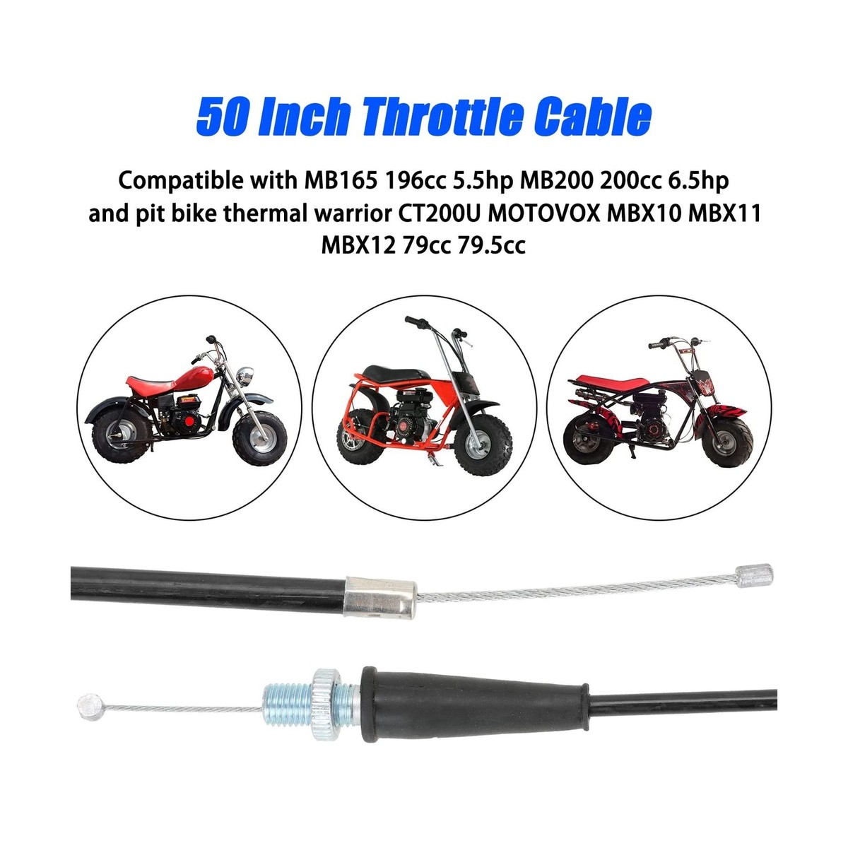 Cavo Gas Per Mini Bike Cavo Acceleratore Lungo 50 Pollici Per Mini Bike Coleman CT200U Trail 200 - Ricambio Manopole Ktm - Foto 8