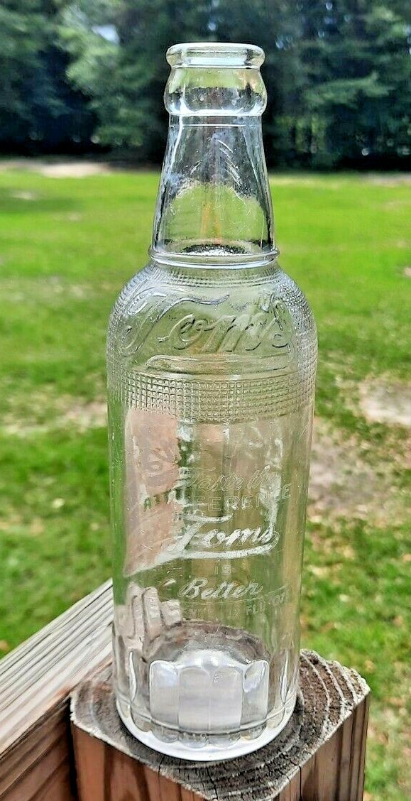 Toms Beverages Vintage Soda Bottle Embossed 8 1/2