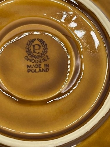 Chodziez Made In Poland Beige & Black Cup & Sauce Set of 2 - Picture 5 of 5