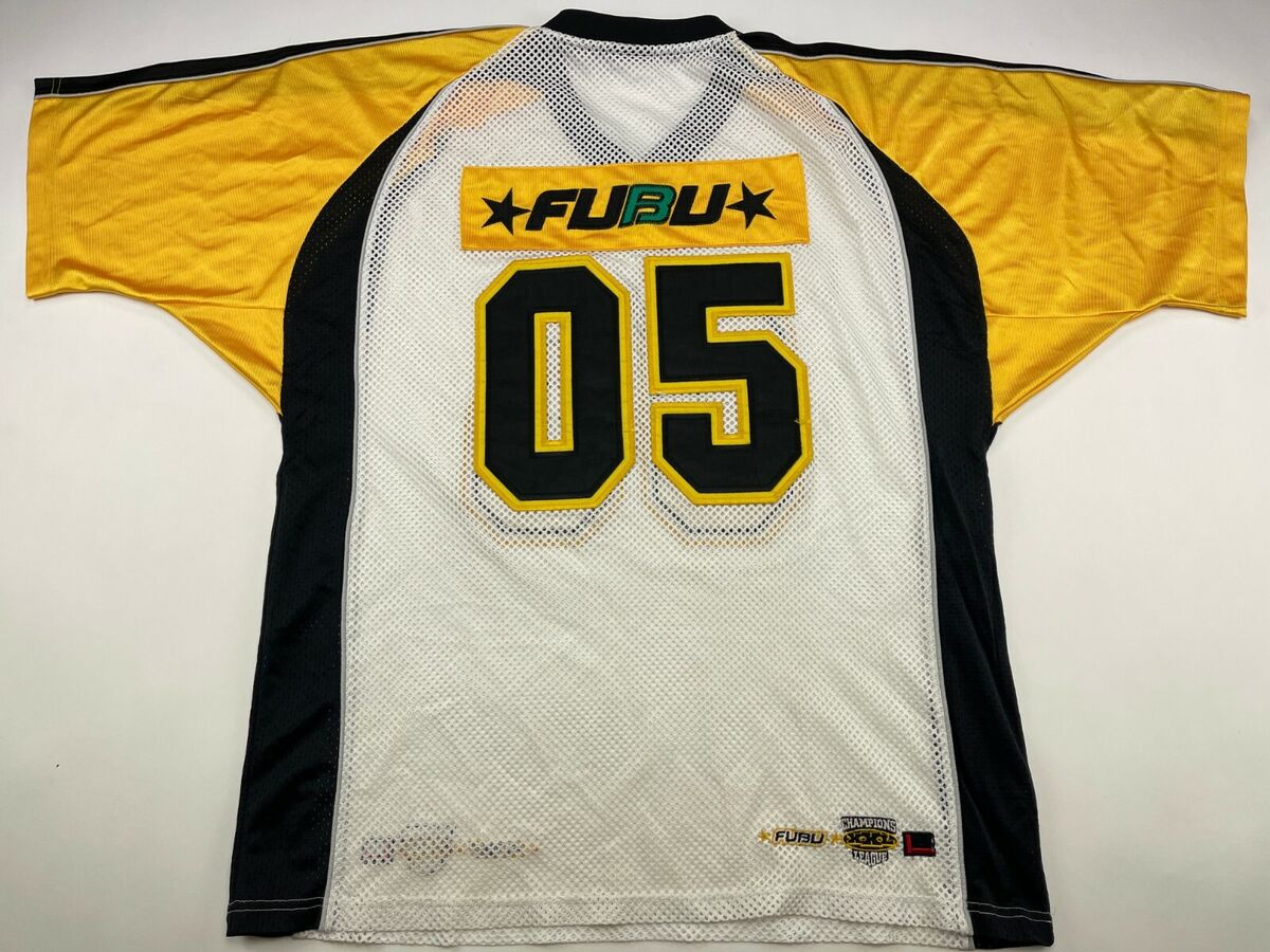 FUBU jersey, yellow, Fubu 05, vintage hip hop t-shirt 90s hip hop 1990s, size XL FUBU jersey, yellow, Fubu 05, vintage hip hop t-shirt 90s hip hop 1990s, size XL