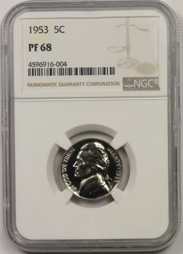 1953 5C NGC Proof PF 68 Jefferson Nickel