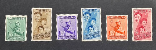 Italia 1937 Juego de sellos aéreos de bienestar infantil x 6, MNH, SG 500-505, CV £100 - Imagen 2 de 6