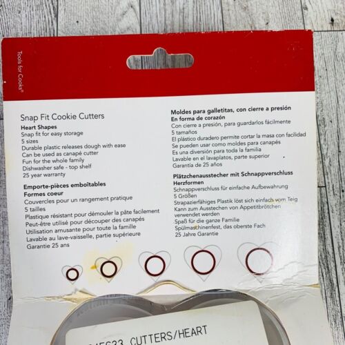 Cuisipro Valentines Day Cookie Heart Cutters Love Snap Fit 5 Sizes Wedding Event - Picture 3 of 5