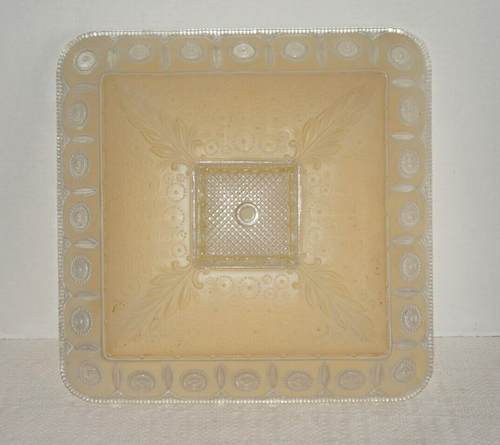 Vintage Beige Frosted Glass Ceiling Shade Square Art Deco 14" x 14" - Picture 8 of 10