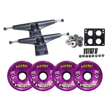 LONGBOARD Trucks/Wheels/Bearings BLACK 7.0 + BIGFOOT 76MM CRUISERS PURPLE