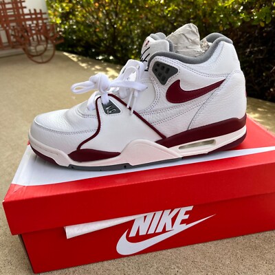 Nike Air Flight 89 FINE LEATHER Sz 9 White Red Grey DD1173-100 Basketball Shoe