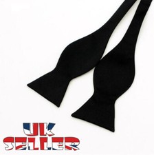 Men's Italian Fashion Satin Self Tie Bow Tie Plain Black Wedding Party Bowties